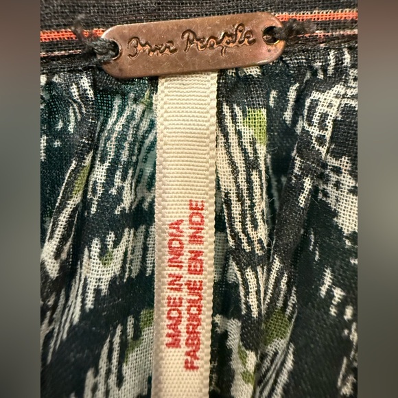 Free People Made In India Mixed Print Puff Sleeve Boho Blouse Size S Cotton - Picture 3 of 10